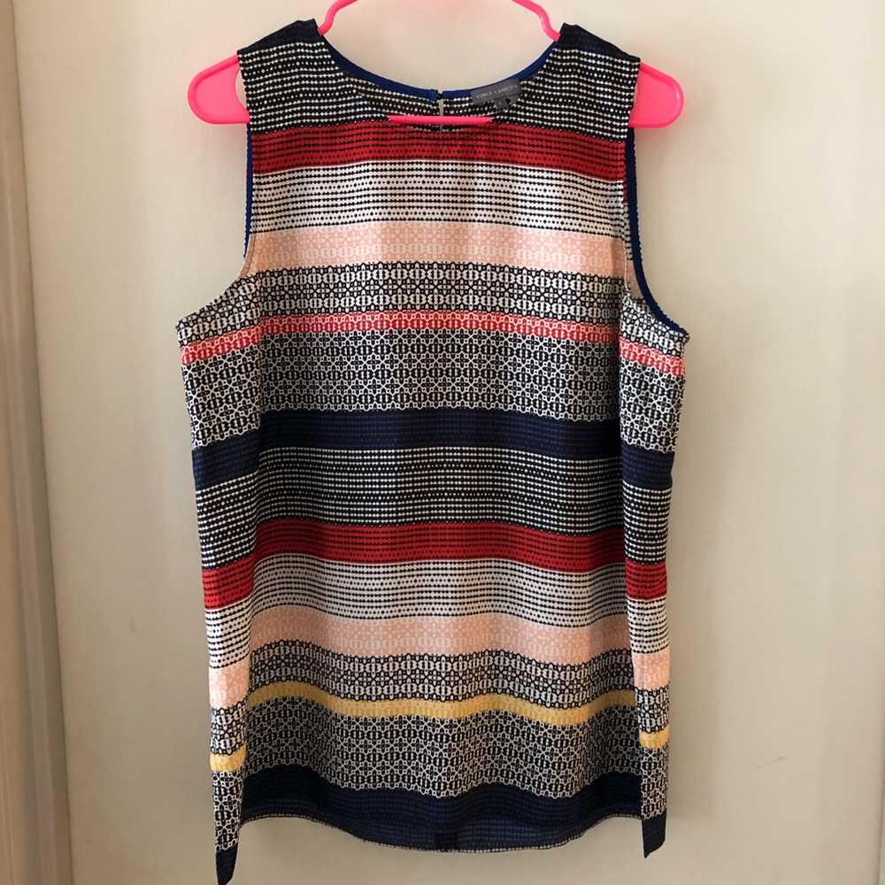 Tunic length striped and patterned shirt